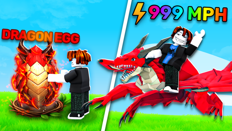 Official Ride A Pet artwork showing a Dragon Egg and a player riding a red Dragon